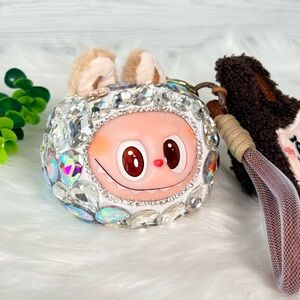 Sparkling Crystal Plush Monster Character Keychain/Bag Charm